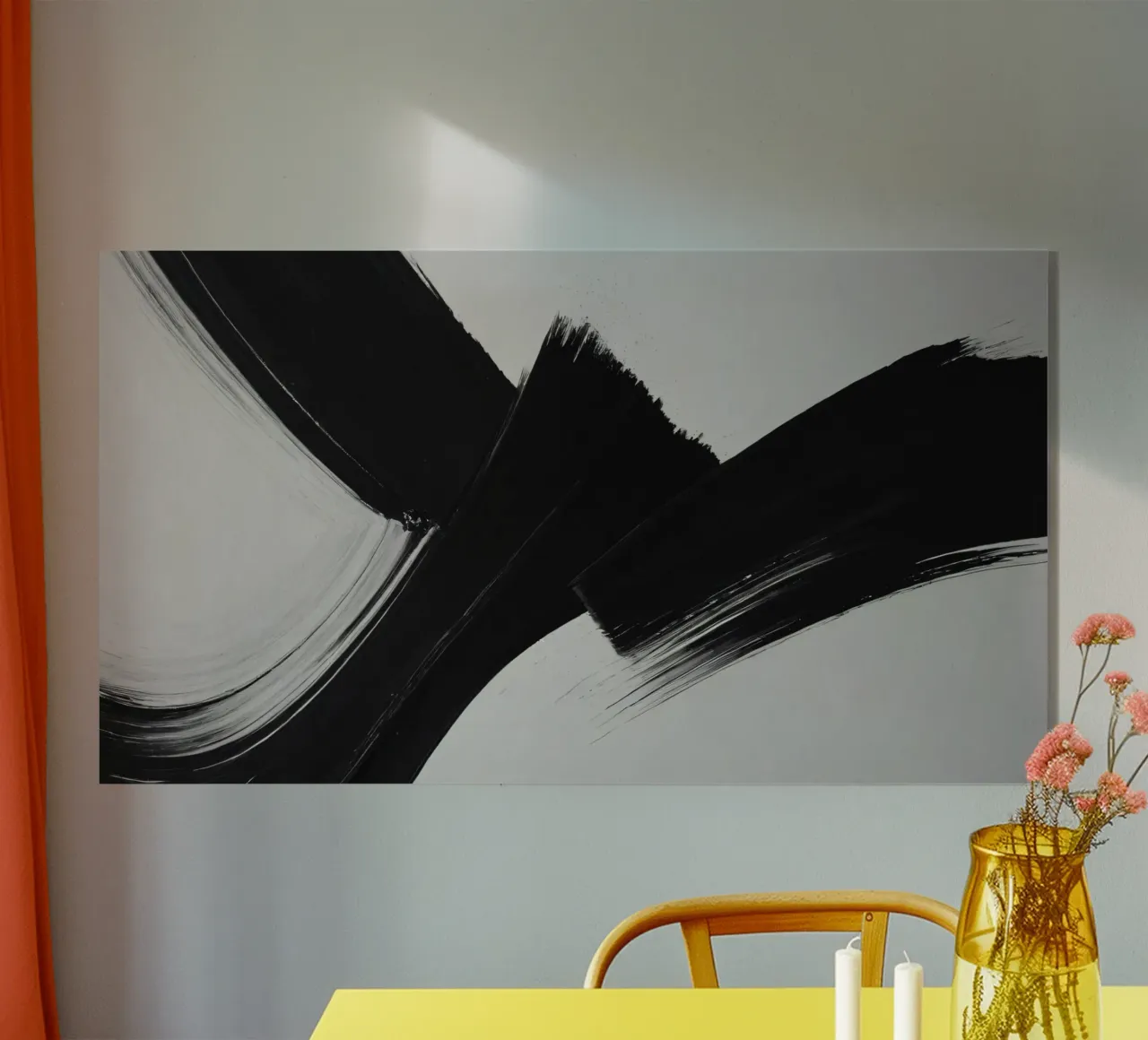 Pennellate astratte in bianco e nero che creano un movimento dinamico plexiglass da DesignDoodle
