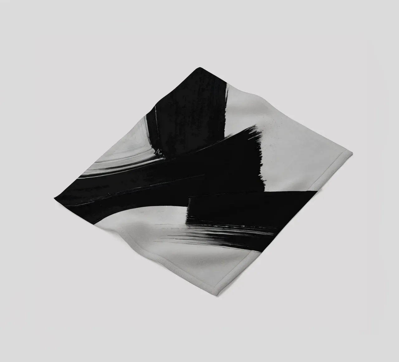 Abstract black and white brush strokes creating dynamic move fleece blanket by DesignDoodle