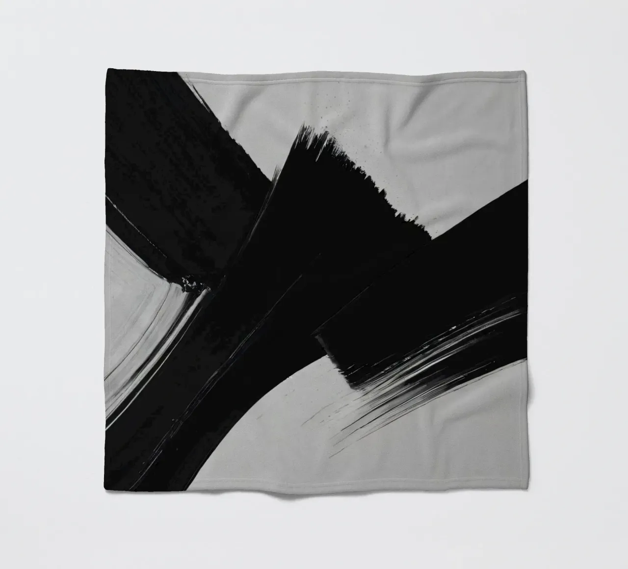 Coups de pinceau abstraits en noir et blanc créant un mouvement dynamique plaid polaire de DesignDoodle