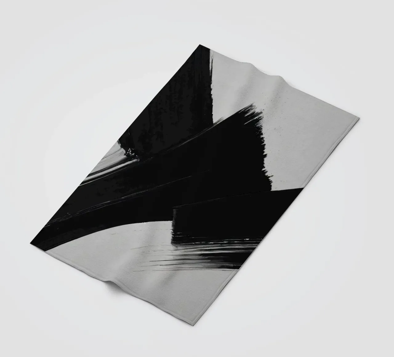 Abstract black and white brush strokes creating dynamic move fleece blanket by DesignDoodle