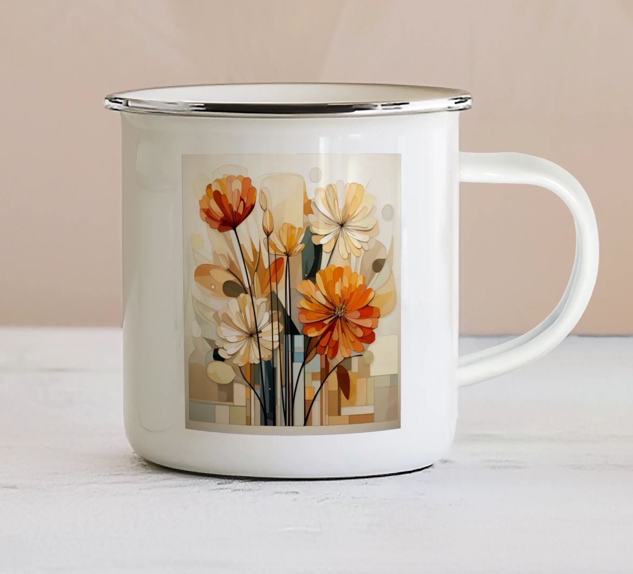 Fiori astratti tazza in smalto da Imagine