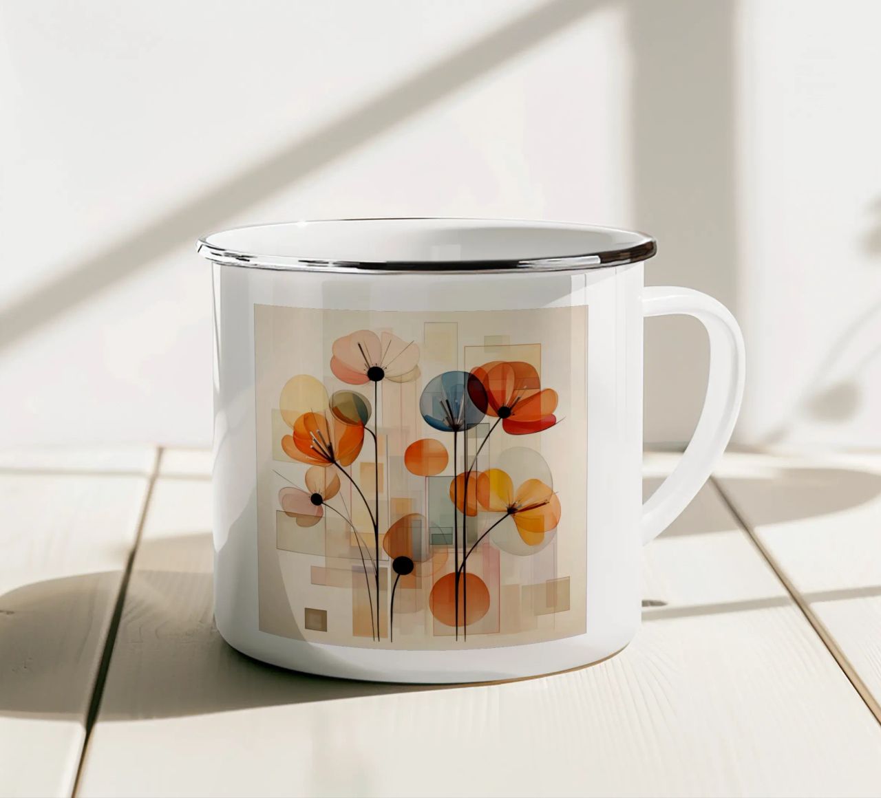 Fiori astratti tazza in smalto da Imagine