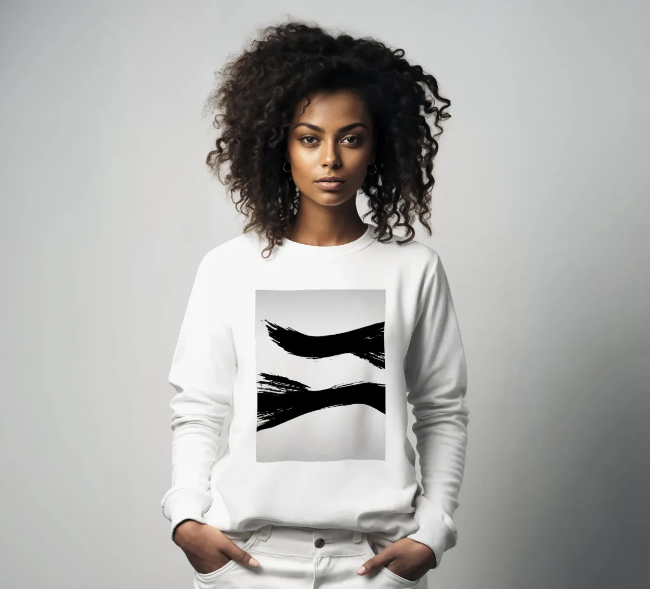 Abstract black and white brush strokes creating dynamic move sweatshirt by DesignDoodle