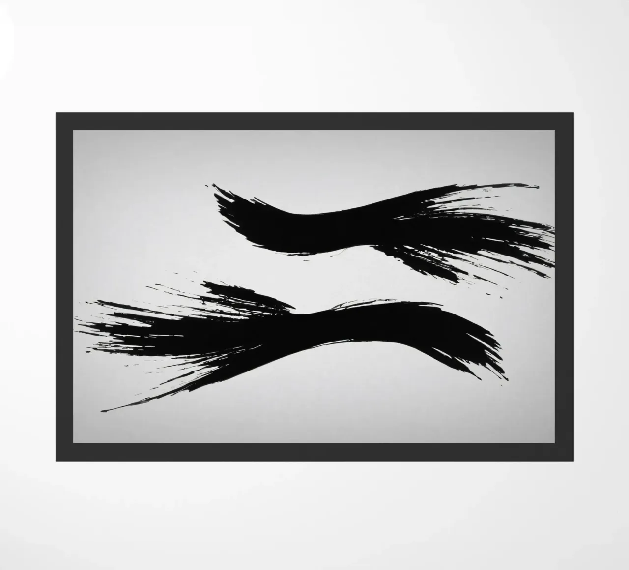 Abstract black and white brush strokes creating dynamic move doormat by DesignDoodle
