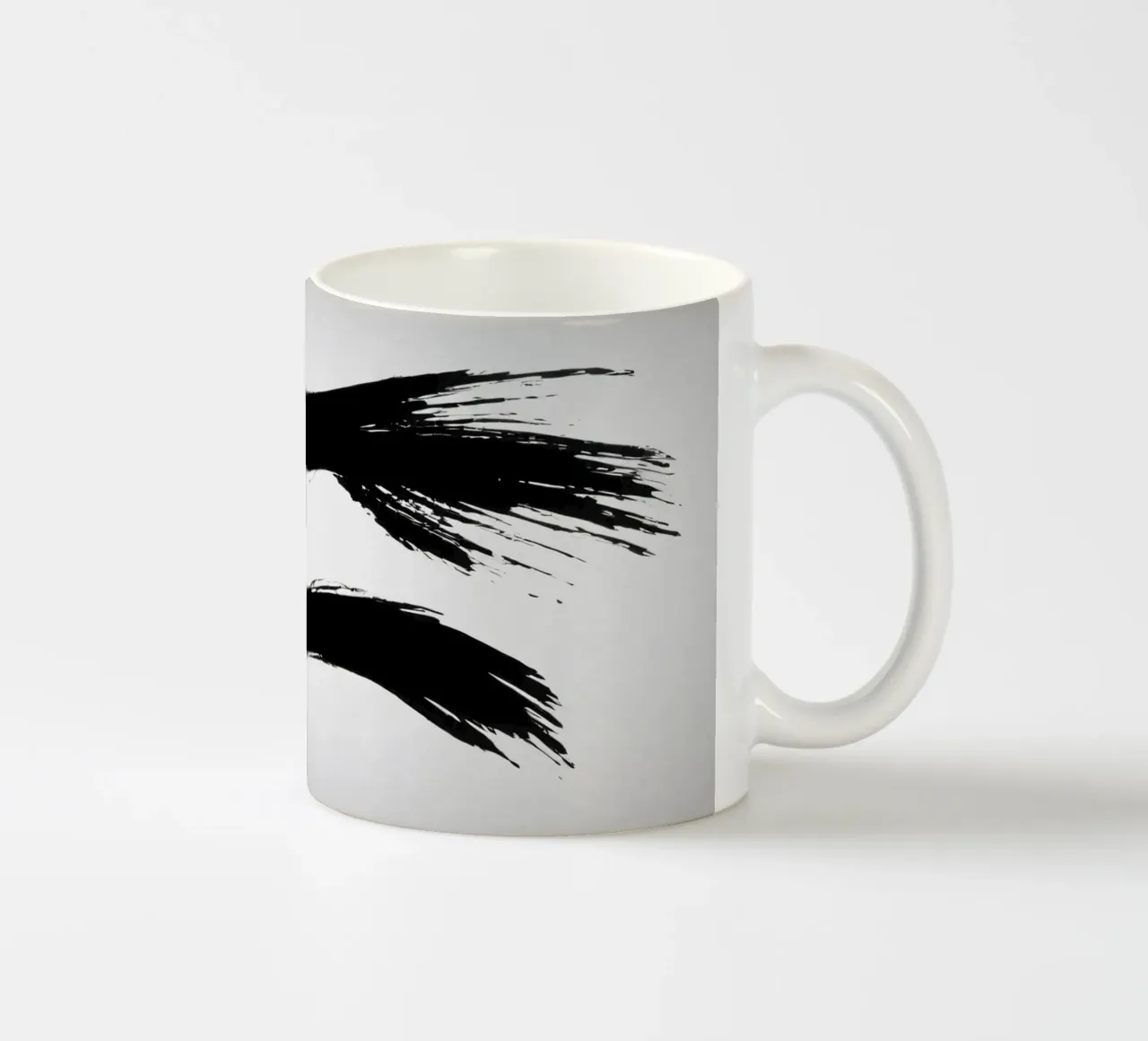 Abstract black and white brush strokes creating dynamic move ceramic mug by DesignDoodle