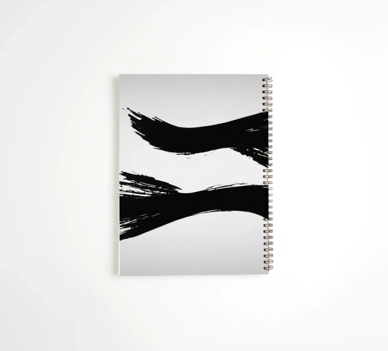 Abstract black and white brush strokes creating dynamic move spiral notebook by DesignDoodle
