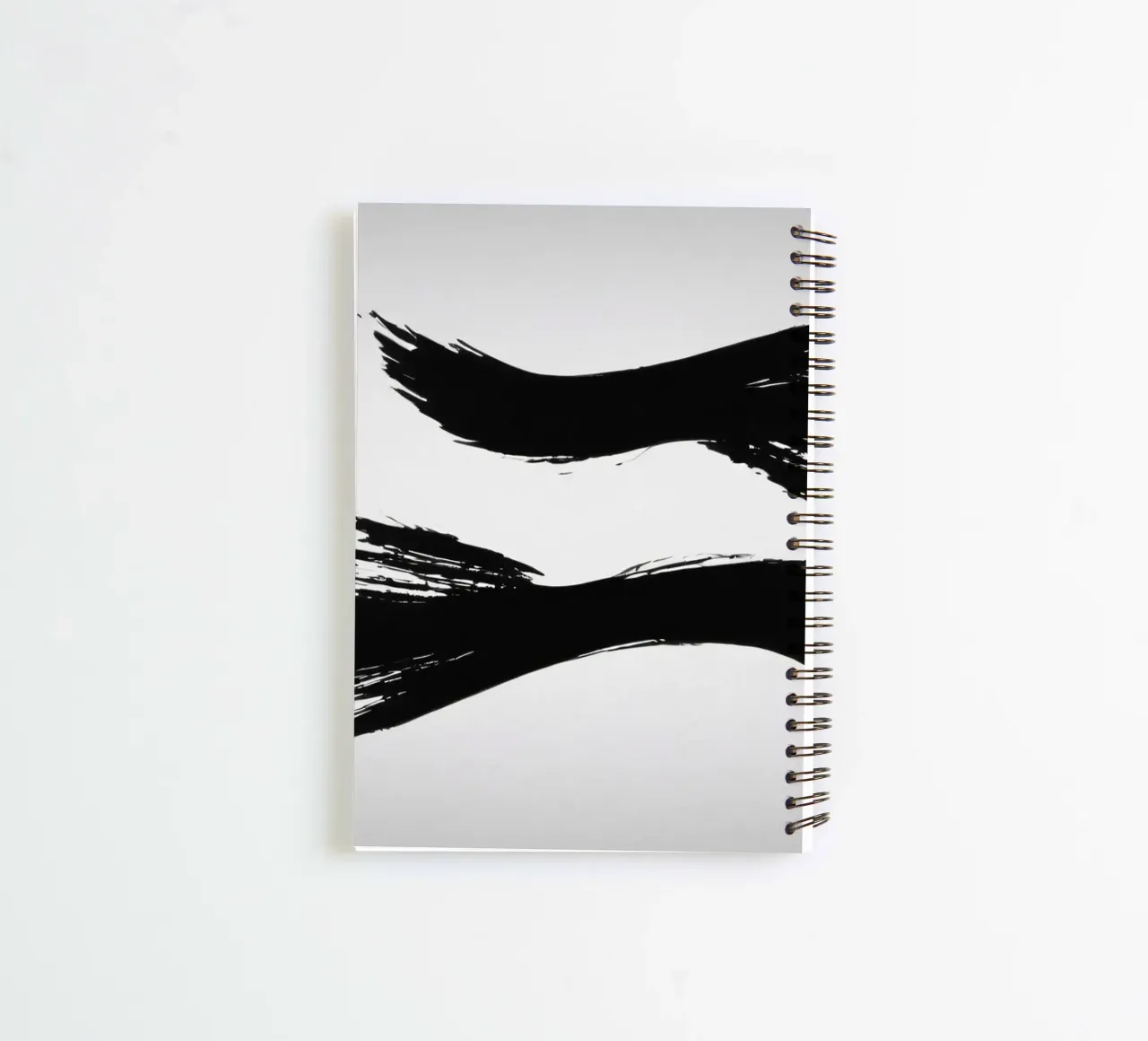 Abstract black and white brush strokes creating dynamic move spiral notebook by DesignDoodle