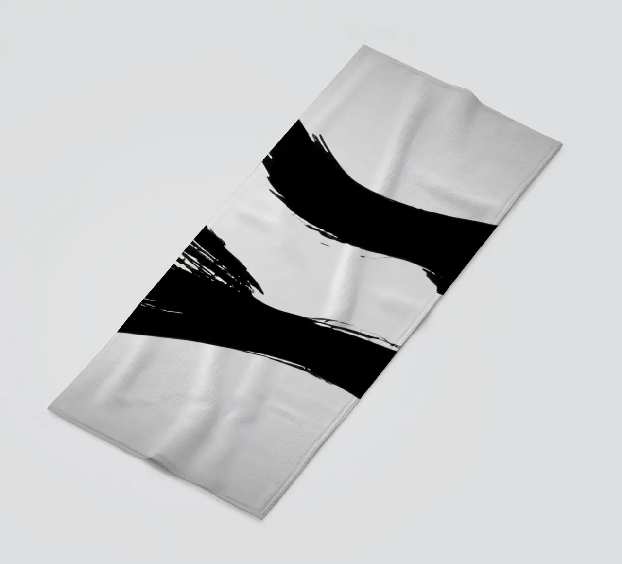 Abstract black and white brush strokes creating dynamic move beach towel by DesignDoodle