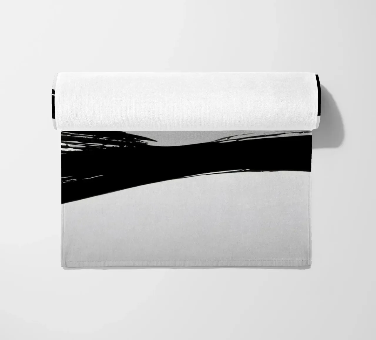 Abstract black and white brush strokes creating dynamic move beach towel by DesignDoodle