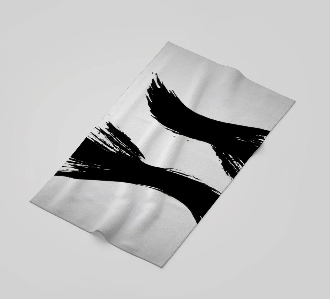 Abstract black and white brush strokes creating dynamic move beach towel by DesignDoodle
