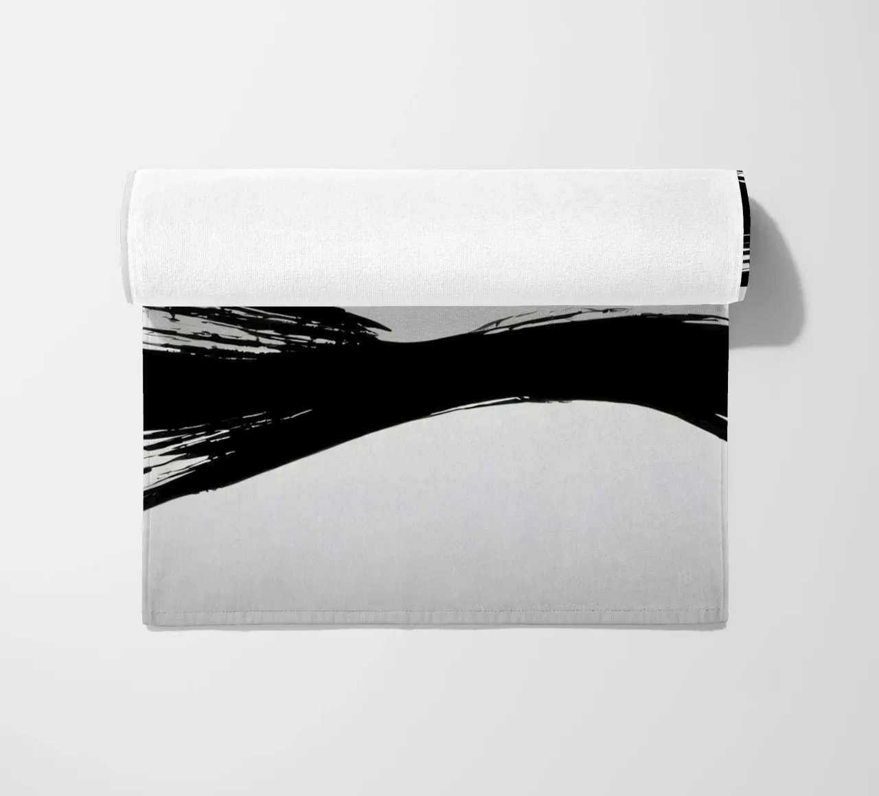 Abstract black and white brush strokes creating dynamic move beach towel by DesignDoodle