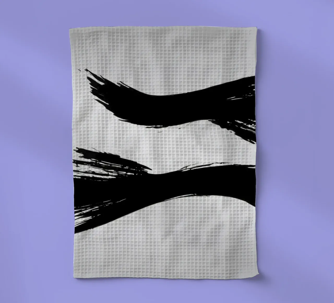 Abstract black and white brush strokes creating dynamic move tea towel by DesignDoodle