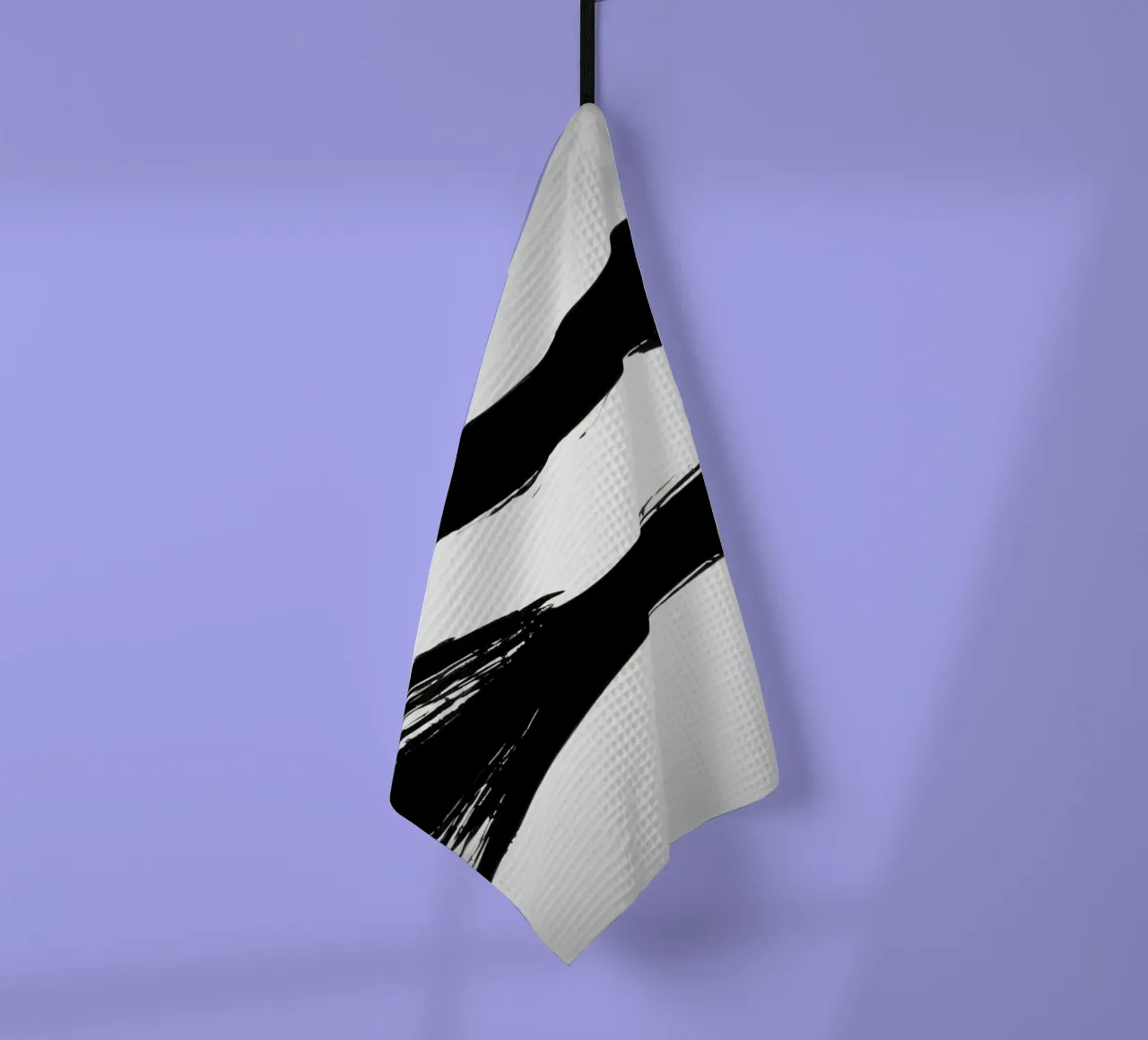 Abstract black and white brush strokes creating dynamic move tea towel by DesignDoodle