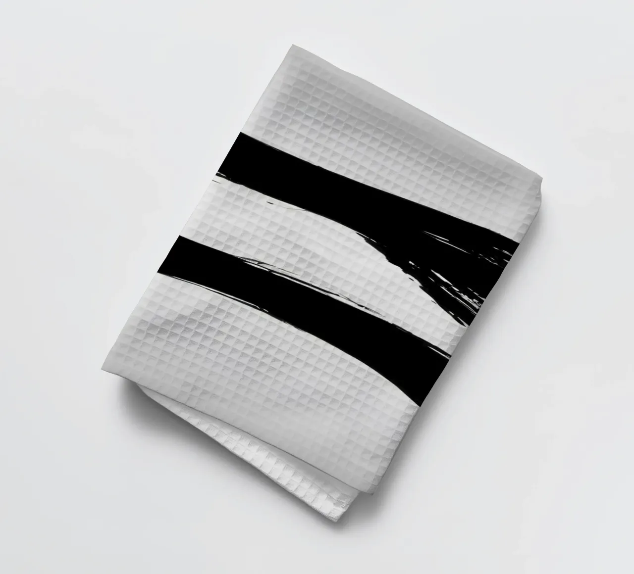 Abstract black and white brush strokes creating dynamic move tea towel by DesignDoodle