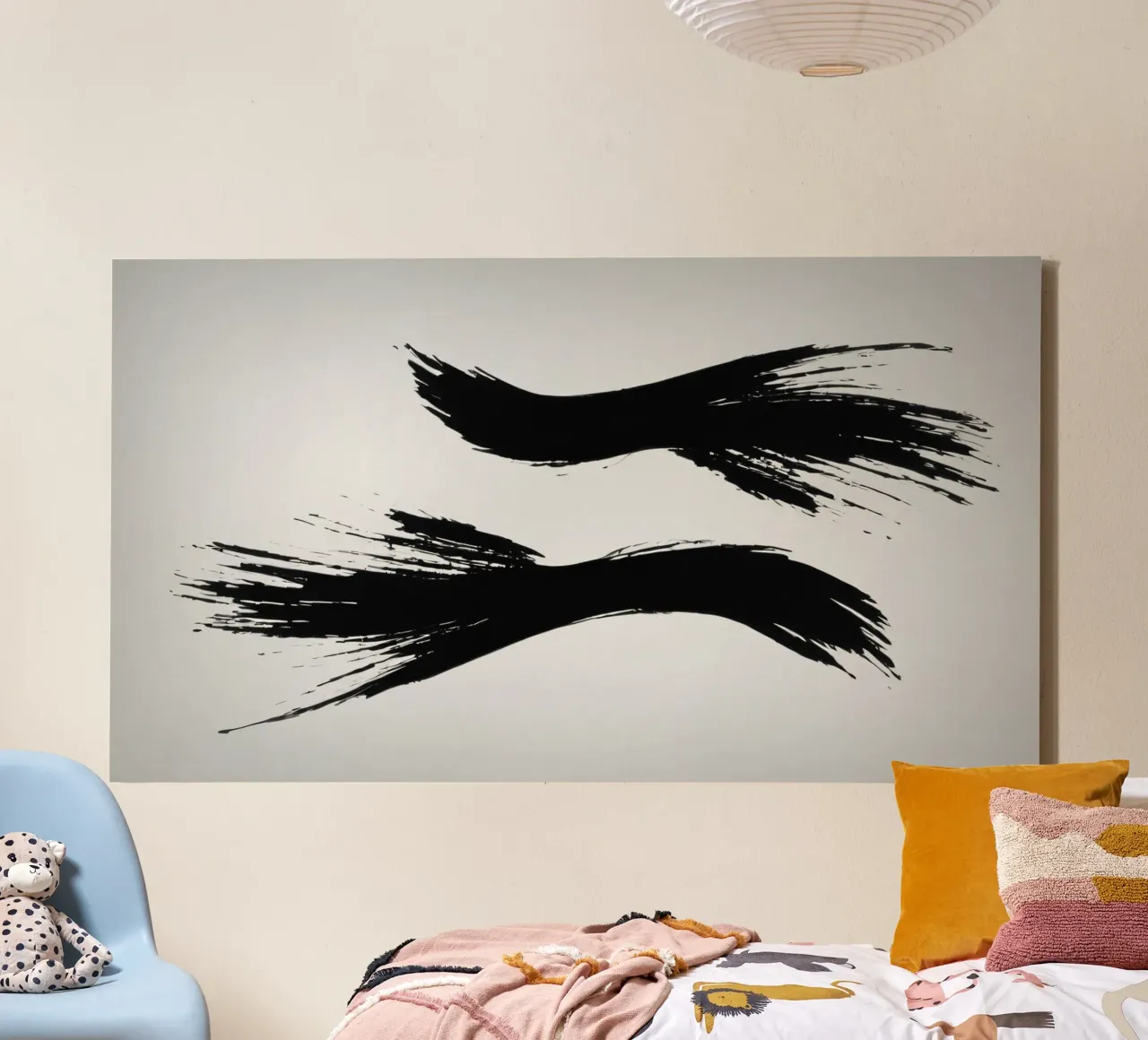 Abstract black and white brush strokes creating dynamic move canvas by DesignDoodle