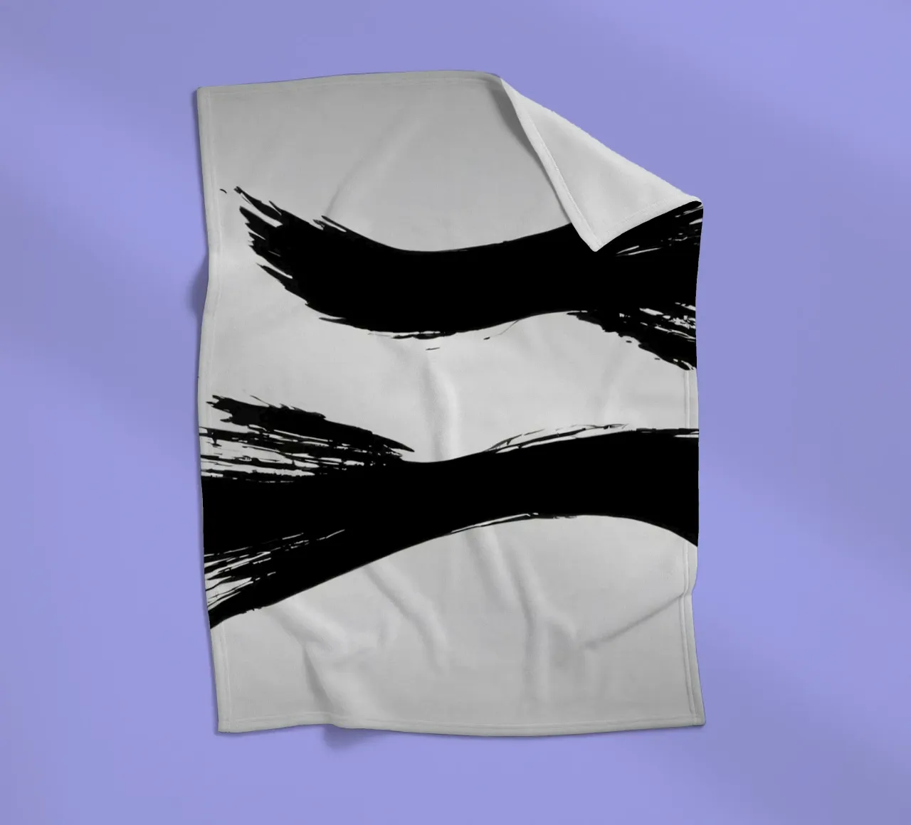 Abstract black and white brush strokes creating dynamic move fleece blanket by DesignDoodle