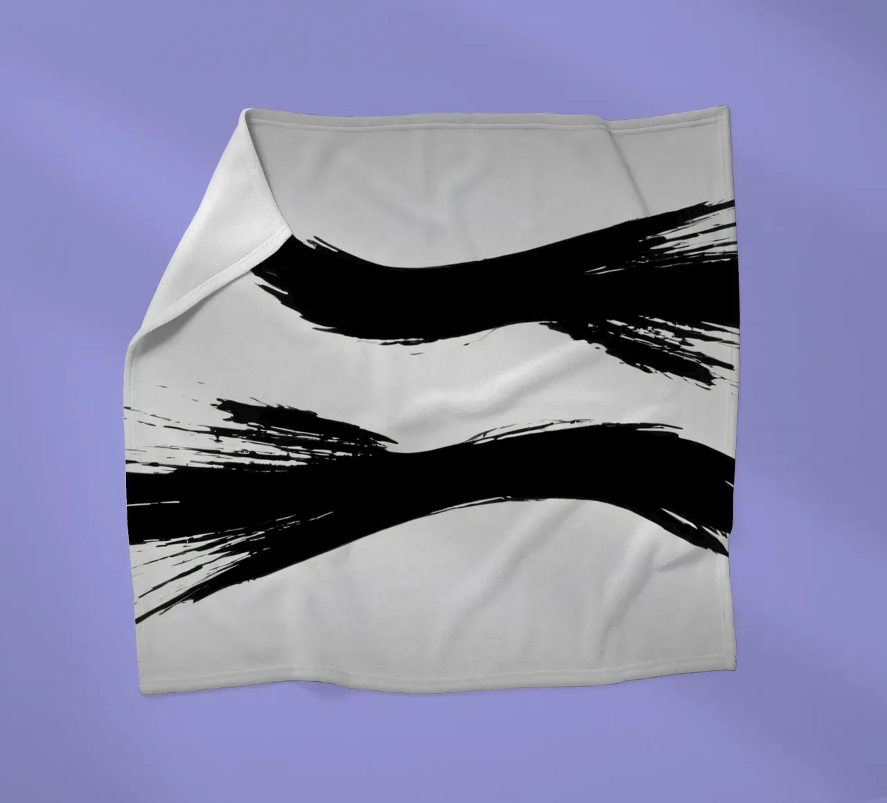 Abstract black and white brush strokes creating dynamic move fleece blanket by DesignDoodle