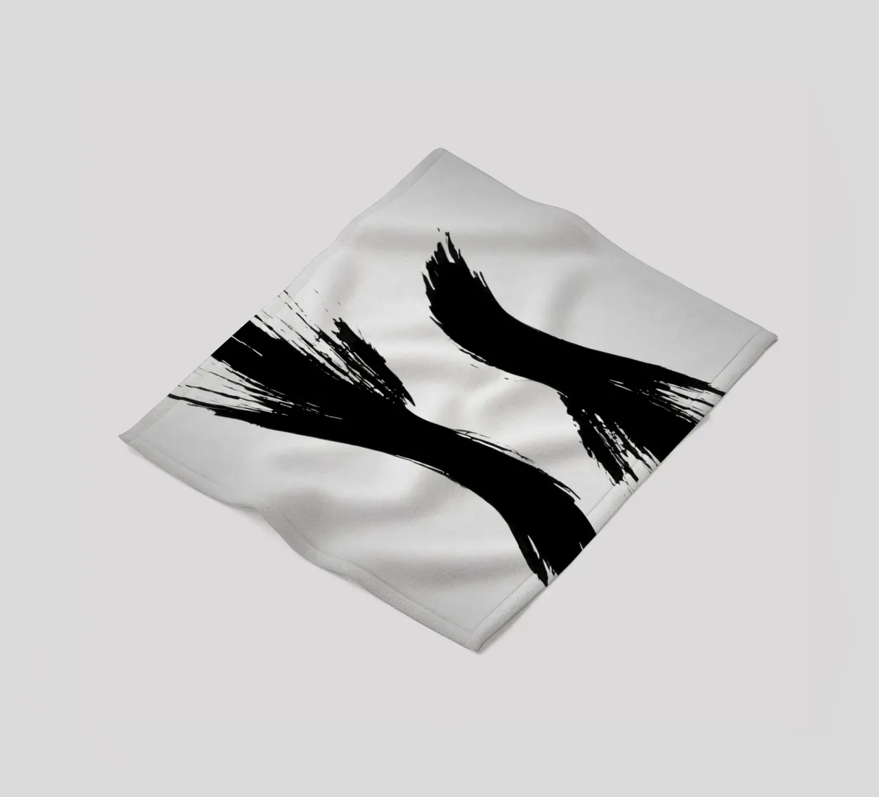 Abstract black and white brush strokes creating dynamic move fleece blanket by DesignDoodle