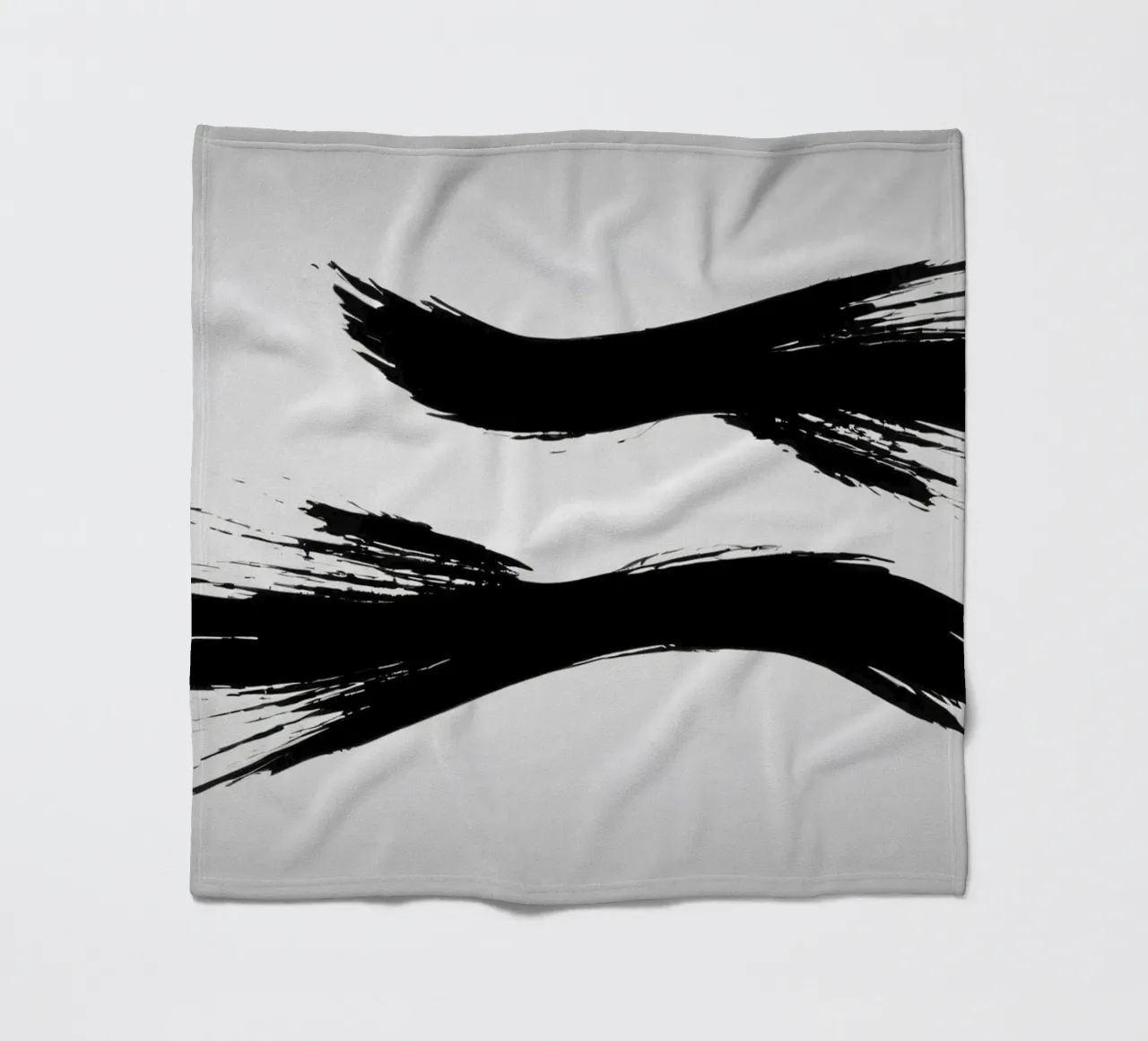 Abstract black and white brush strokes creating dynamic move fleece blanket by DesignDoodle