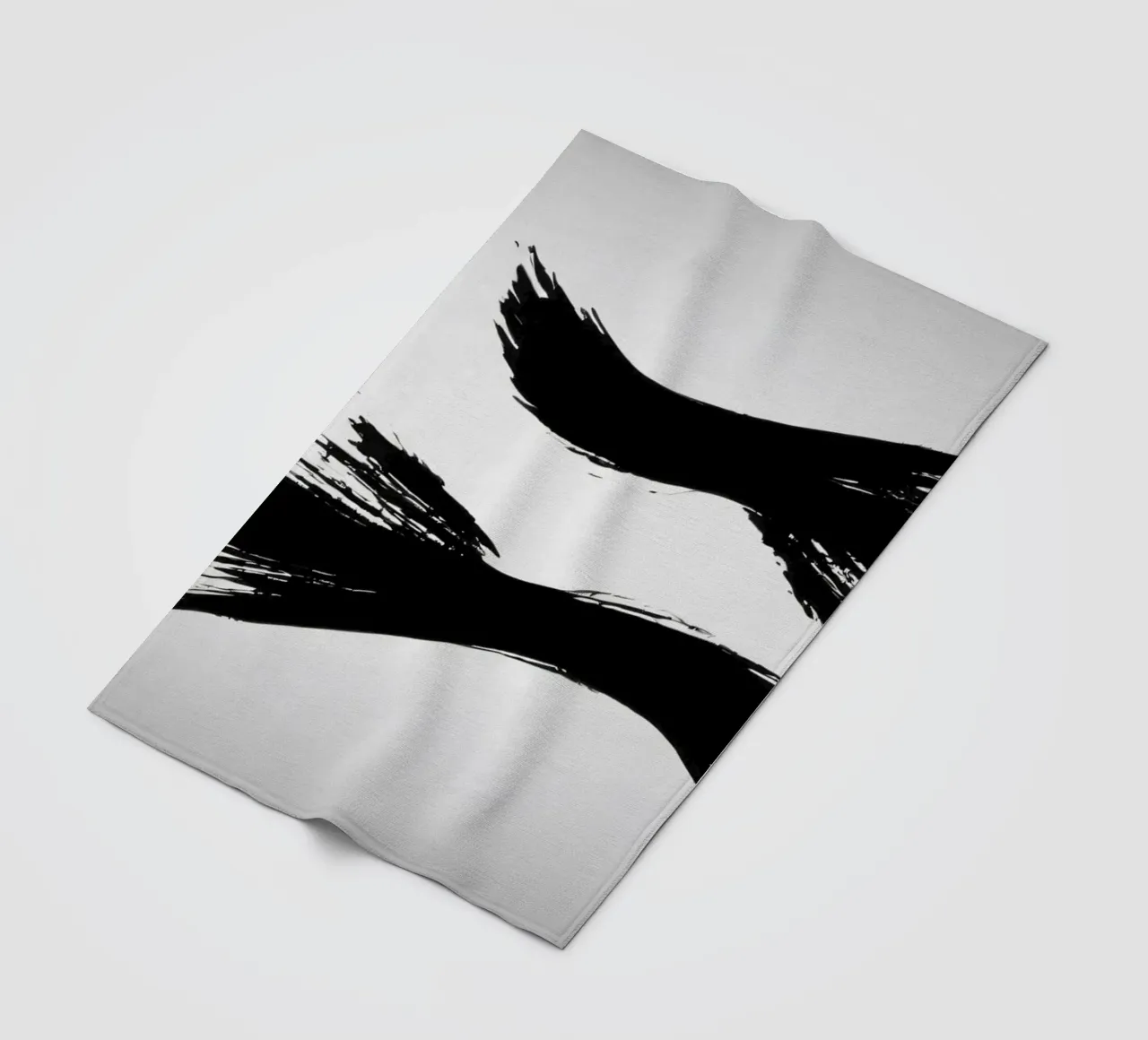 Abstract black and white brush strokes creating dynamic move fleece blanket by DesignDoodle