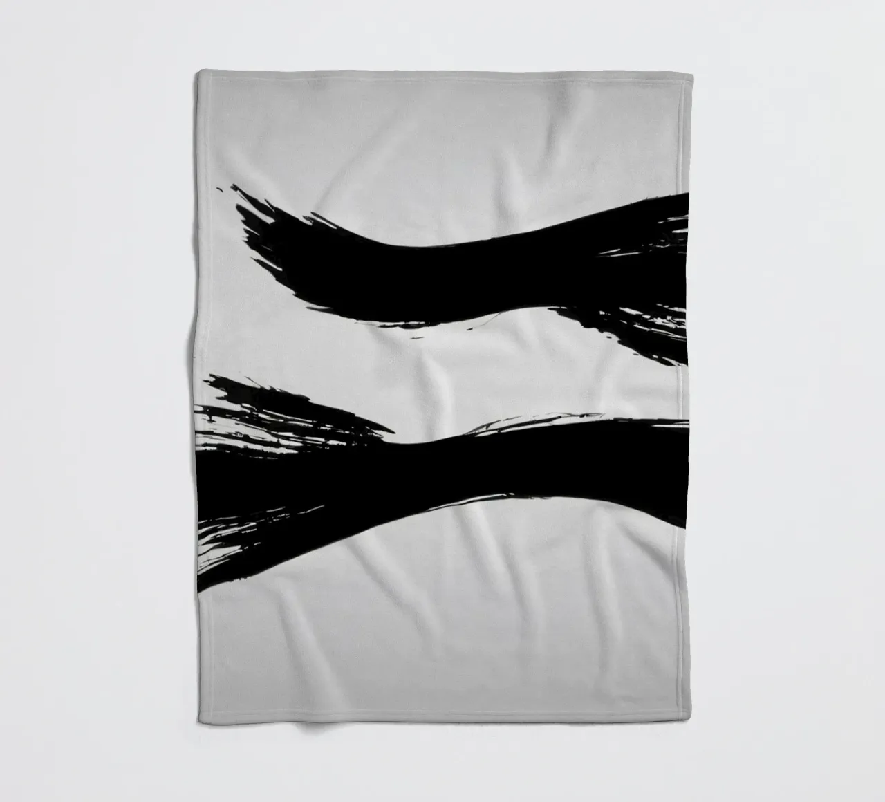 Abstract black and white brush strokes creating dynamic move fleece blanket by DesignDoodle