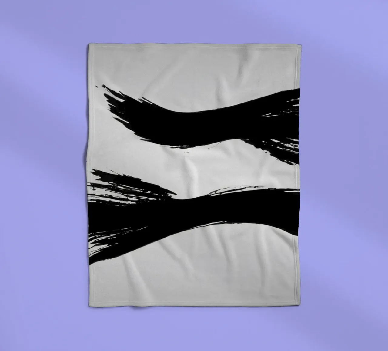 Abstract black and white brush strokes creating dynamic move fleece blanket by DesignDoodle