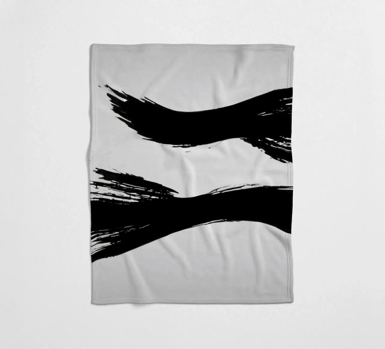 Abstract black and white brush strokes creating dynamic move fleece blanket by DesignDoodle
