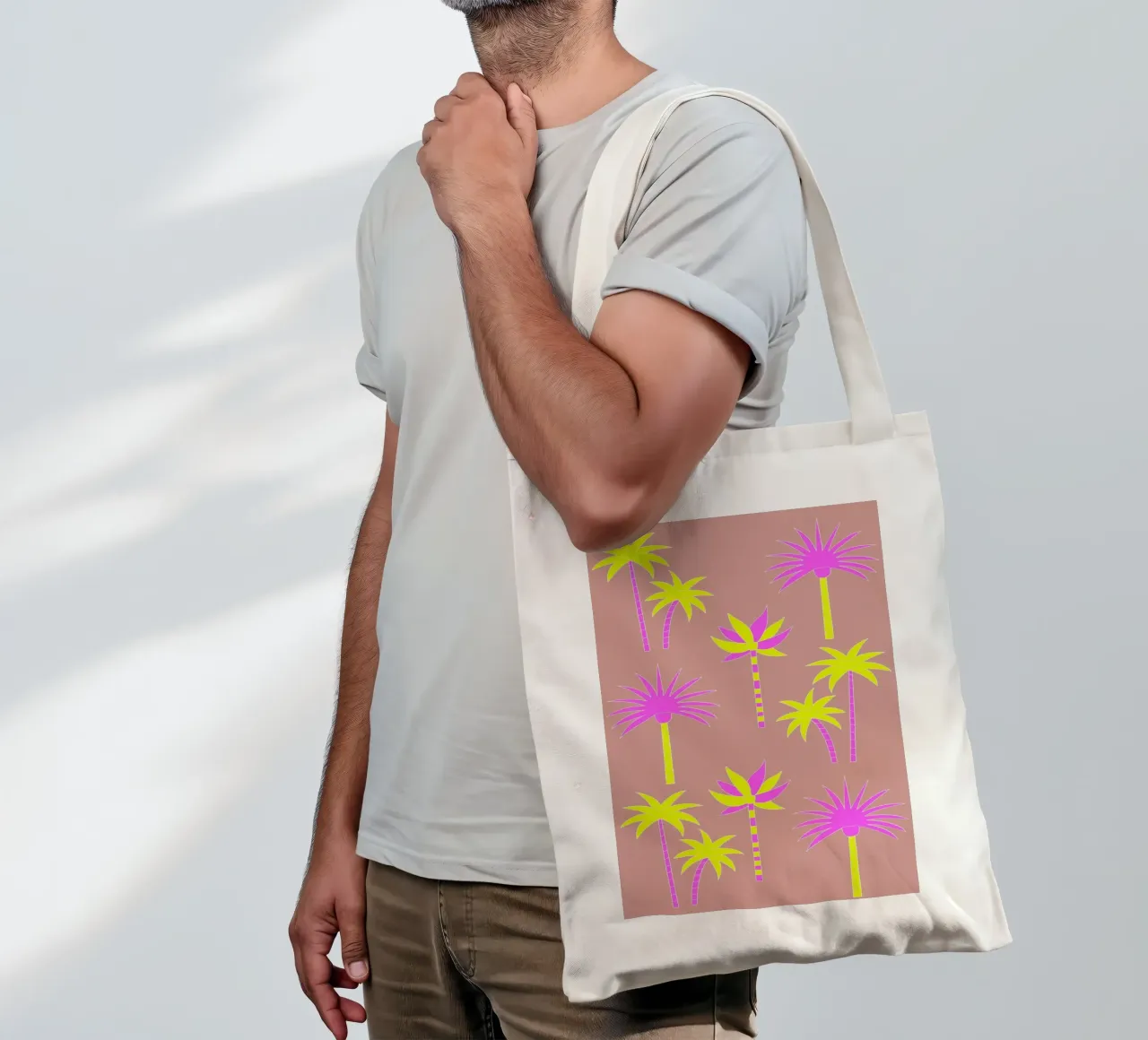 Palm Trees Neutral & Neon borsa in juta da SilverPegasus