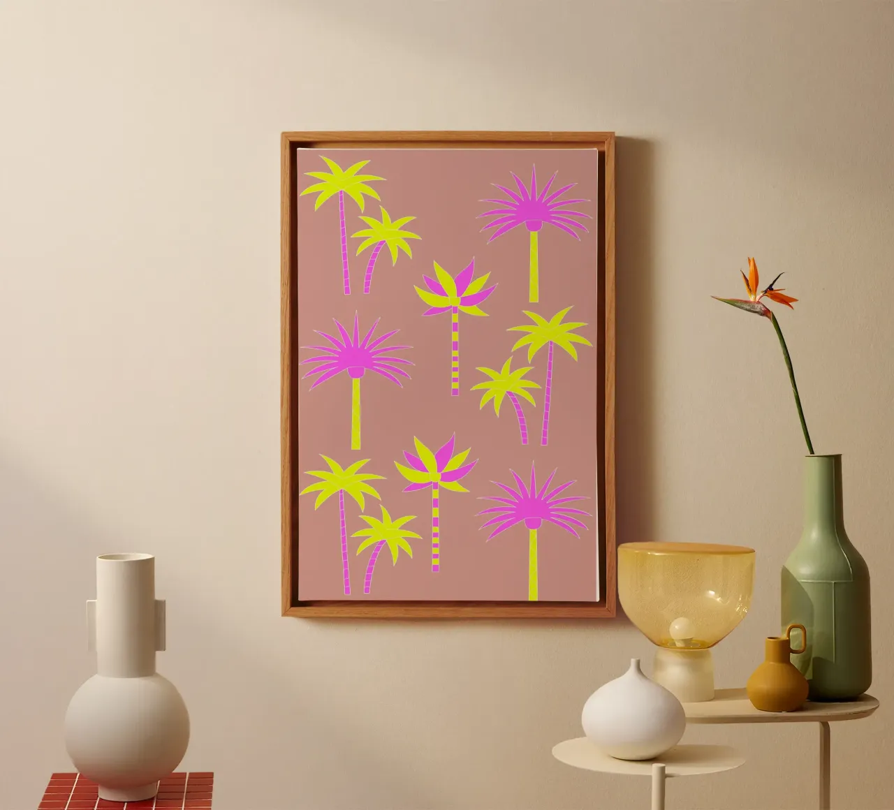 Palm Trees Neutral & Neon canvas by SilverPegasus