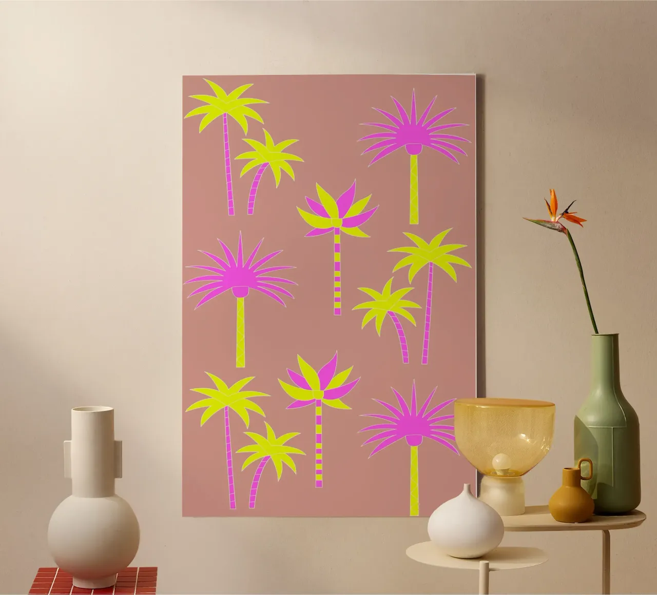 Palm Trees Neutral & Neon canvas by SilverPegasus