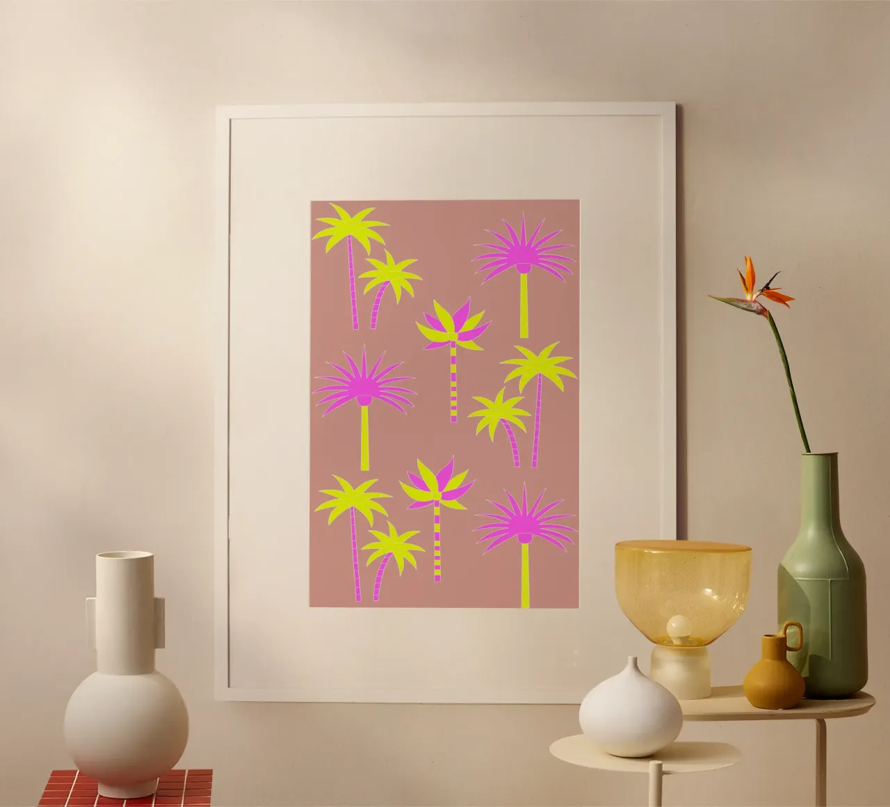 Palm Trees Neutral & Neon carta hahnemühle da SilverPegasus