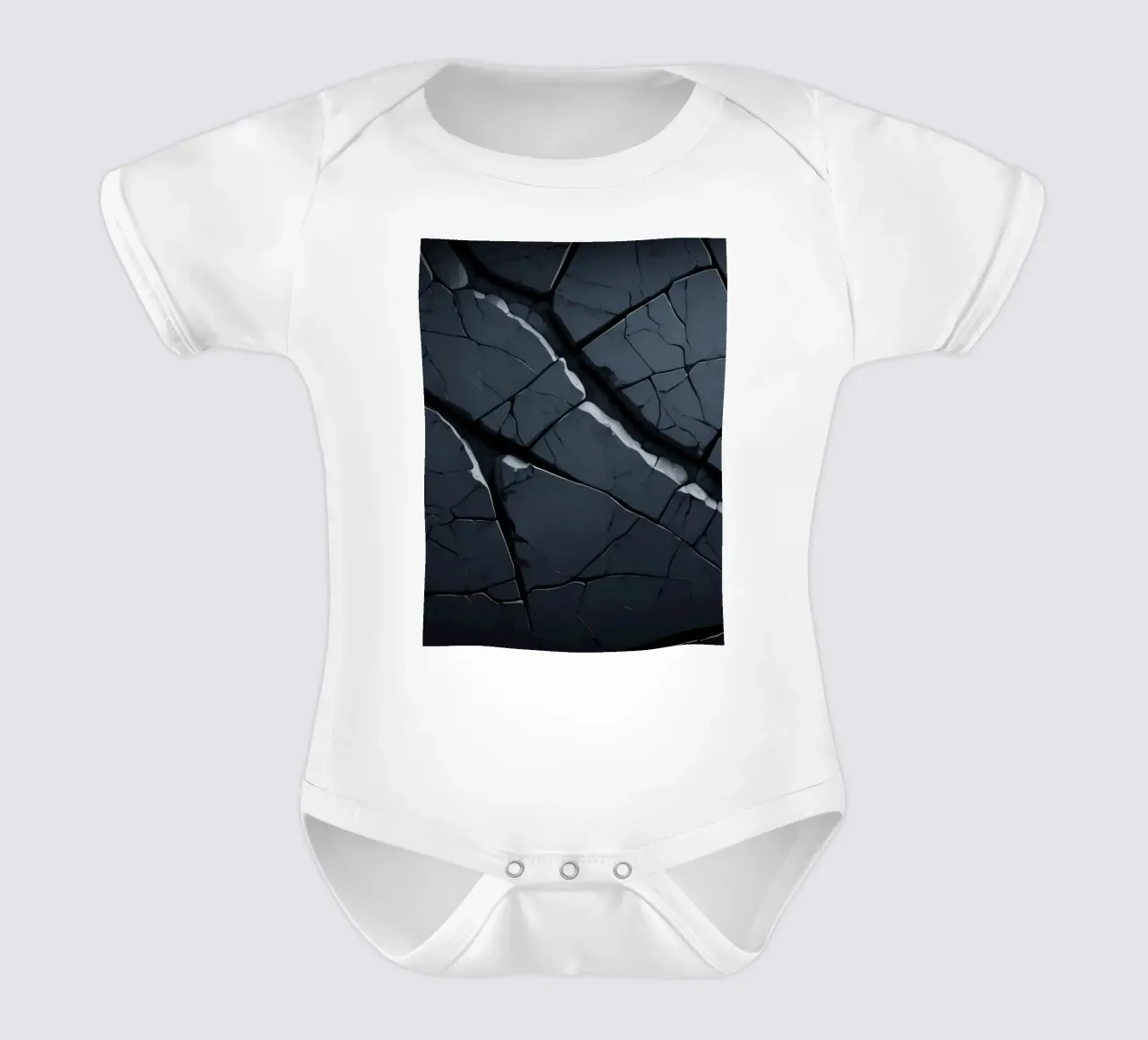 Cracked dark surface with striking lines creating an abstrac short-sleeve baby romper by DesignDoodle