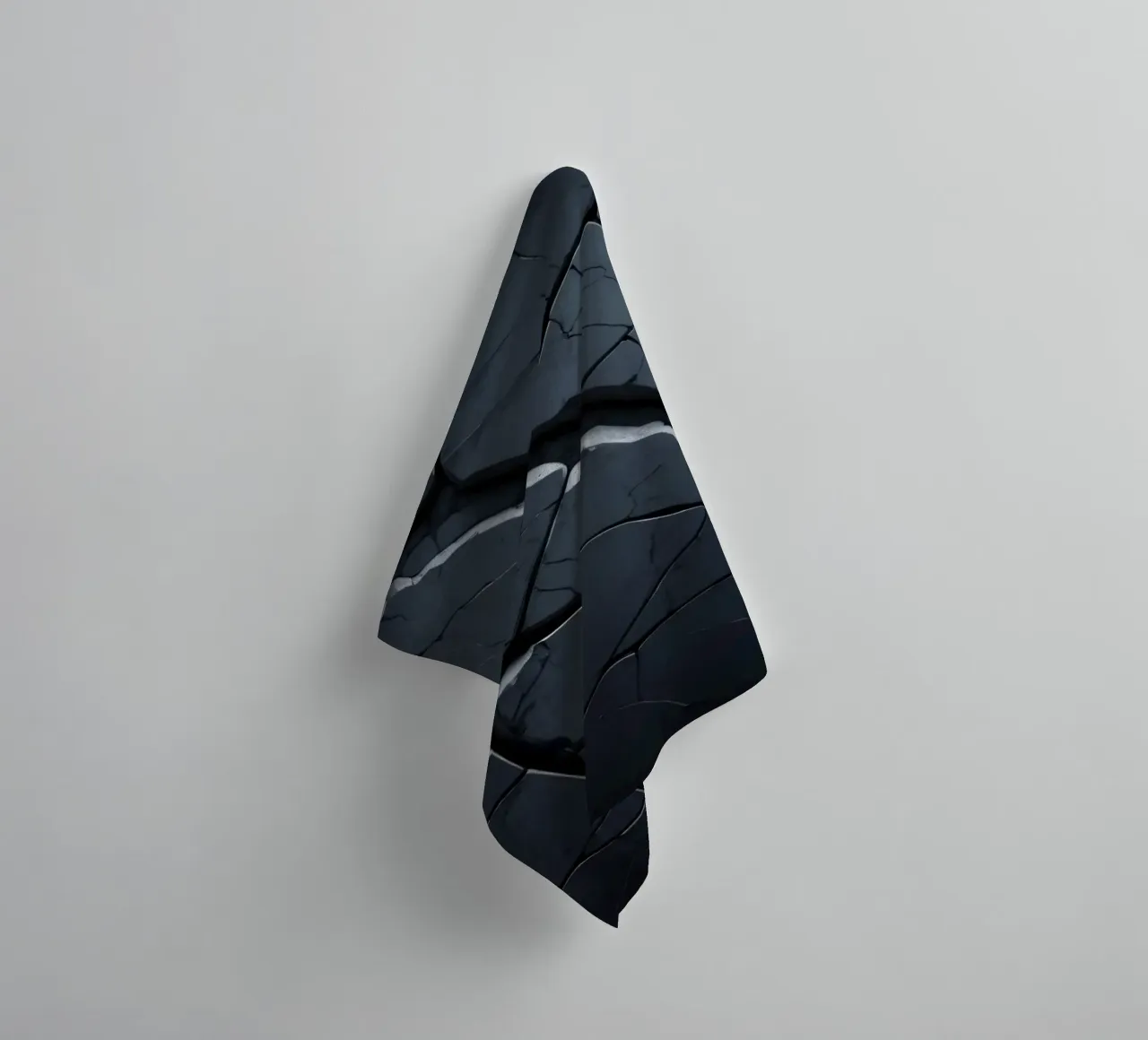 Cracked dark surface with striking lines creating an abstrac towel by DesignDoodle