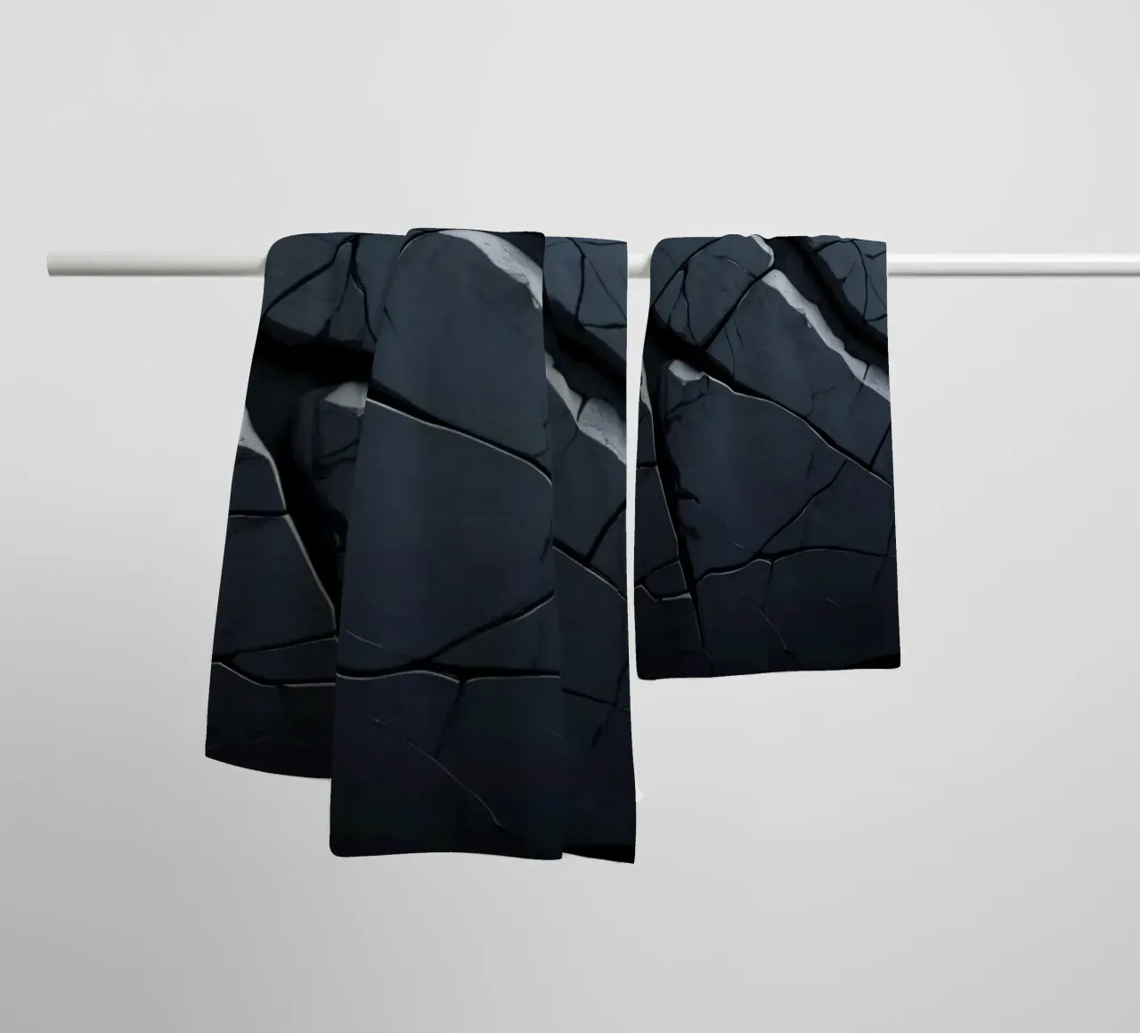 Cracked dark surface with striking lines creating an abstrac towel by DesignDoodle