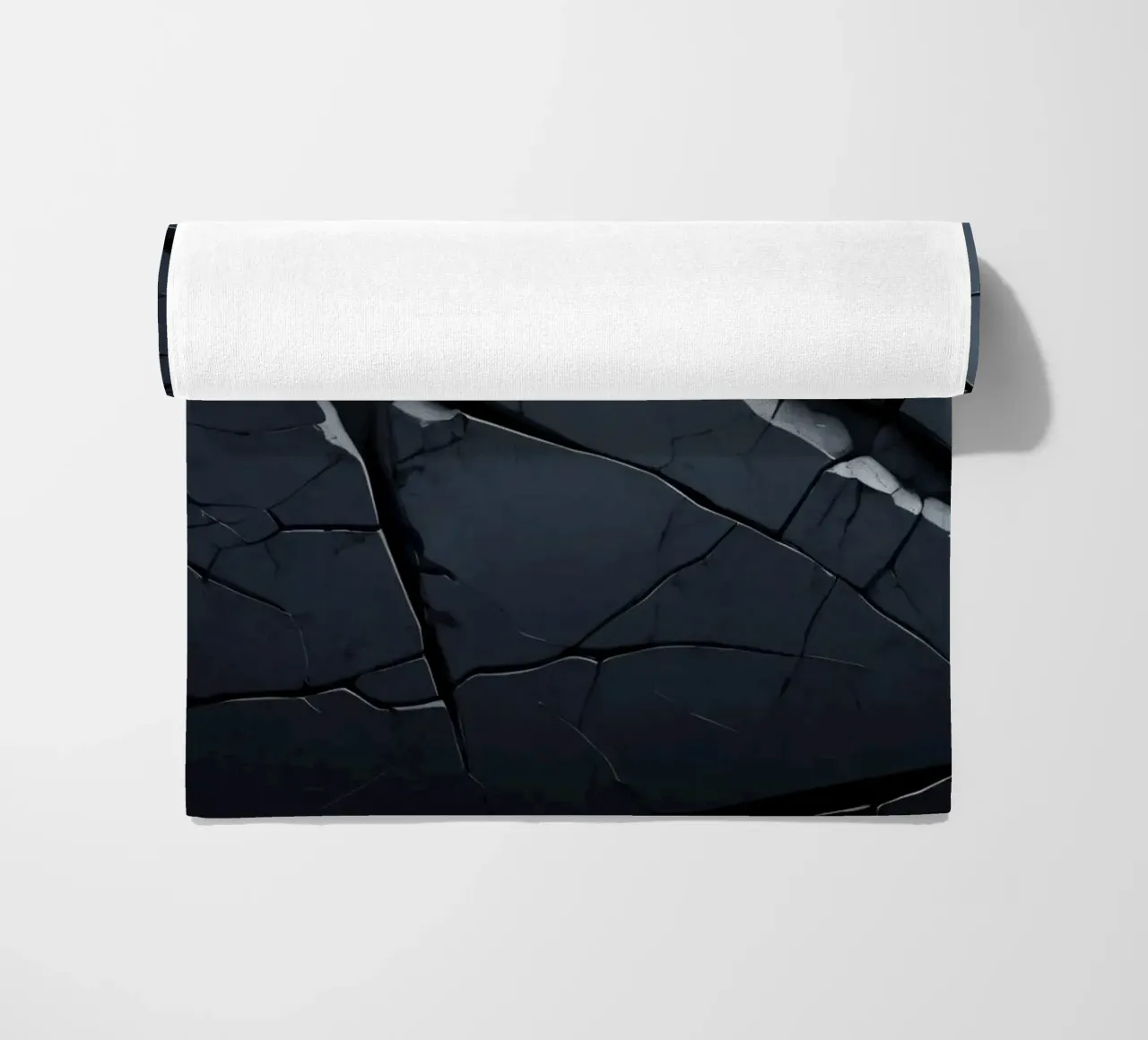 Cracked dark surface with striking lines creating an abstrac beach towel by DesignDoodle