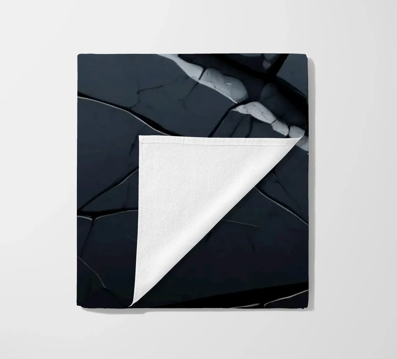 Cracked dark surface with striking lines creating an abstrac beach towel by DesignDoodle