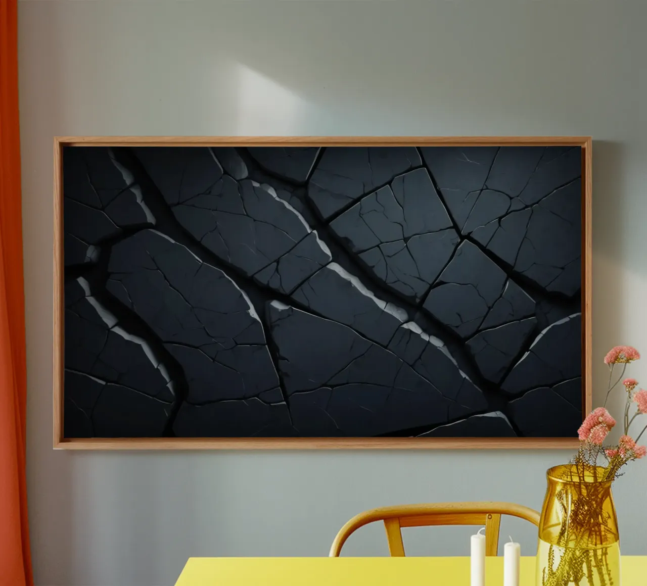 Cracked dark surface with striking lines creating an abstrac canvas by DesignDoodle