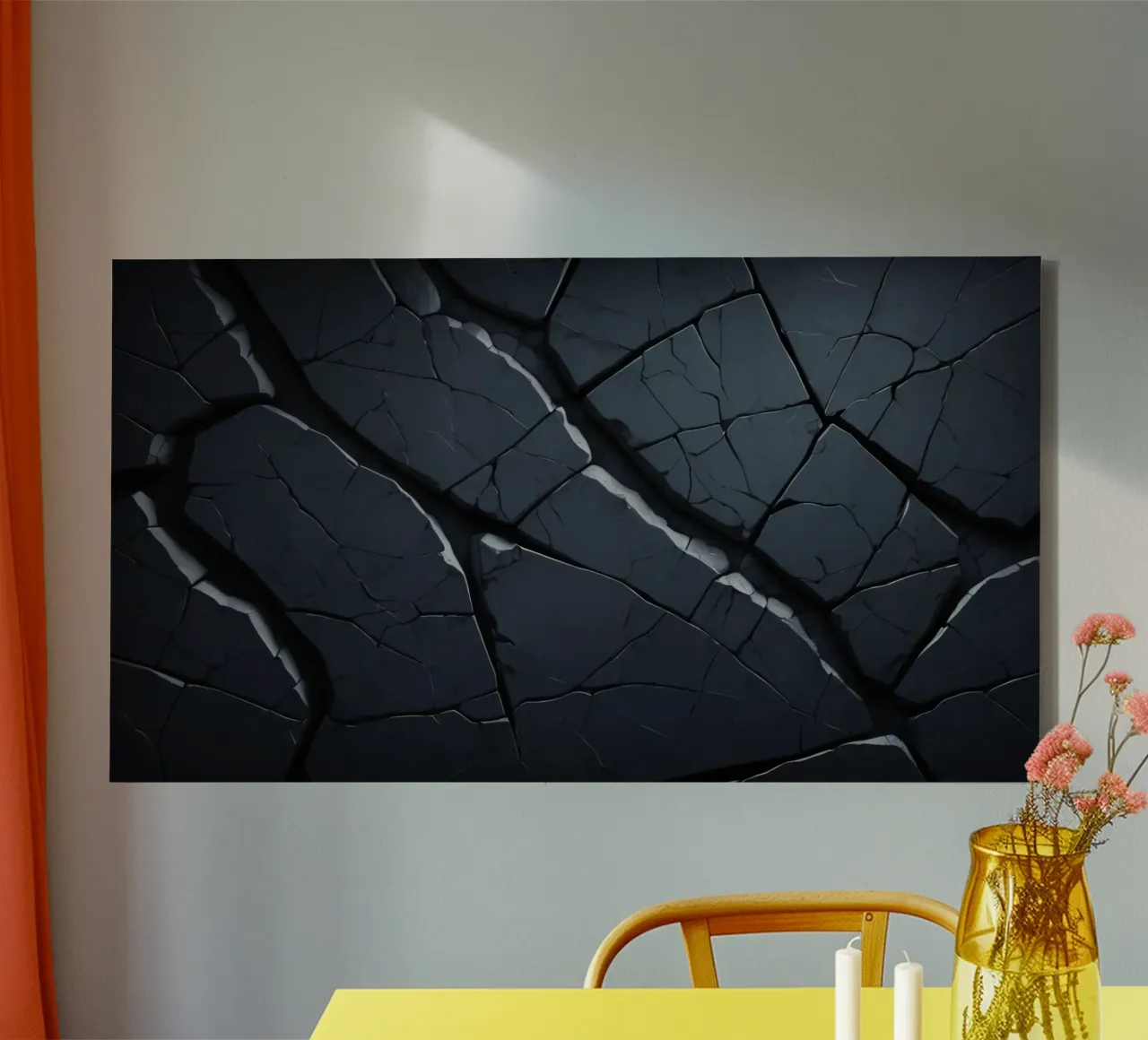 Cracked dark surface with striking lines creating an abstrac canvas by DesignDoodle