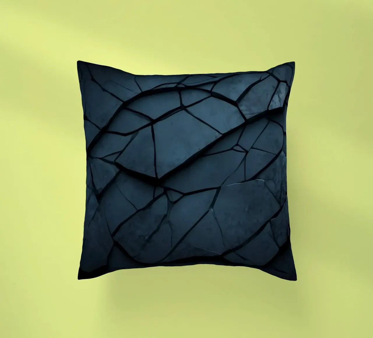 Dark cracked stone texture creates an abstract background decorative cushion by DesignDoodle
