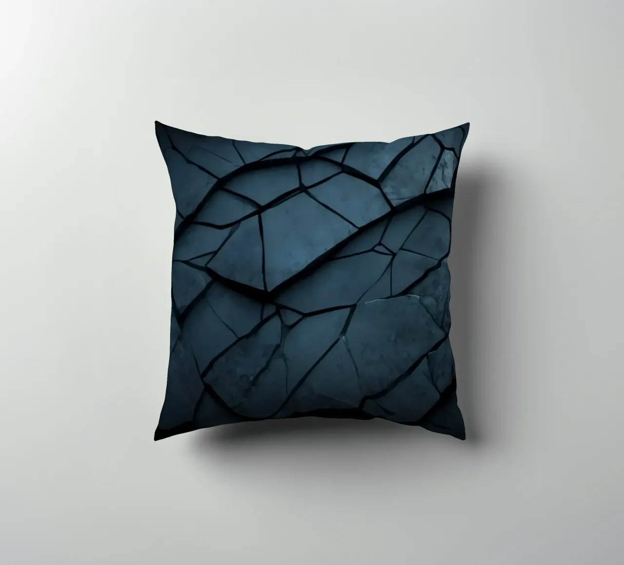 Dark cracked stone texture creates an abstract background decorative cushion by DesignDoodle