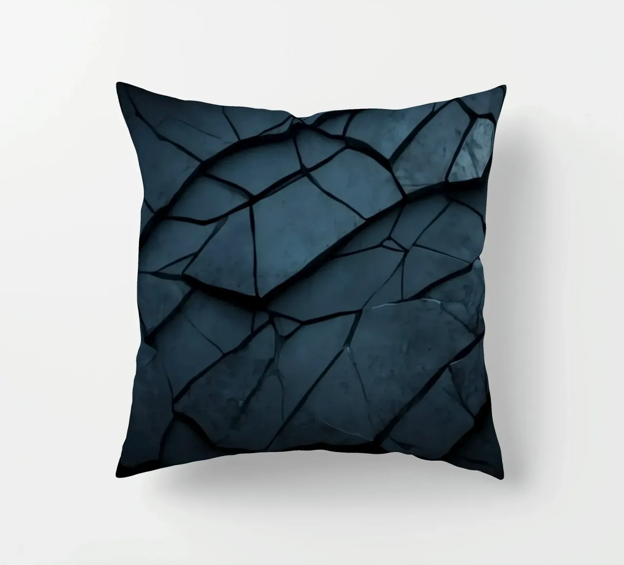 Dark cracked stone texture creates an abstract background decorative cushion by DesignDoodle