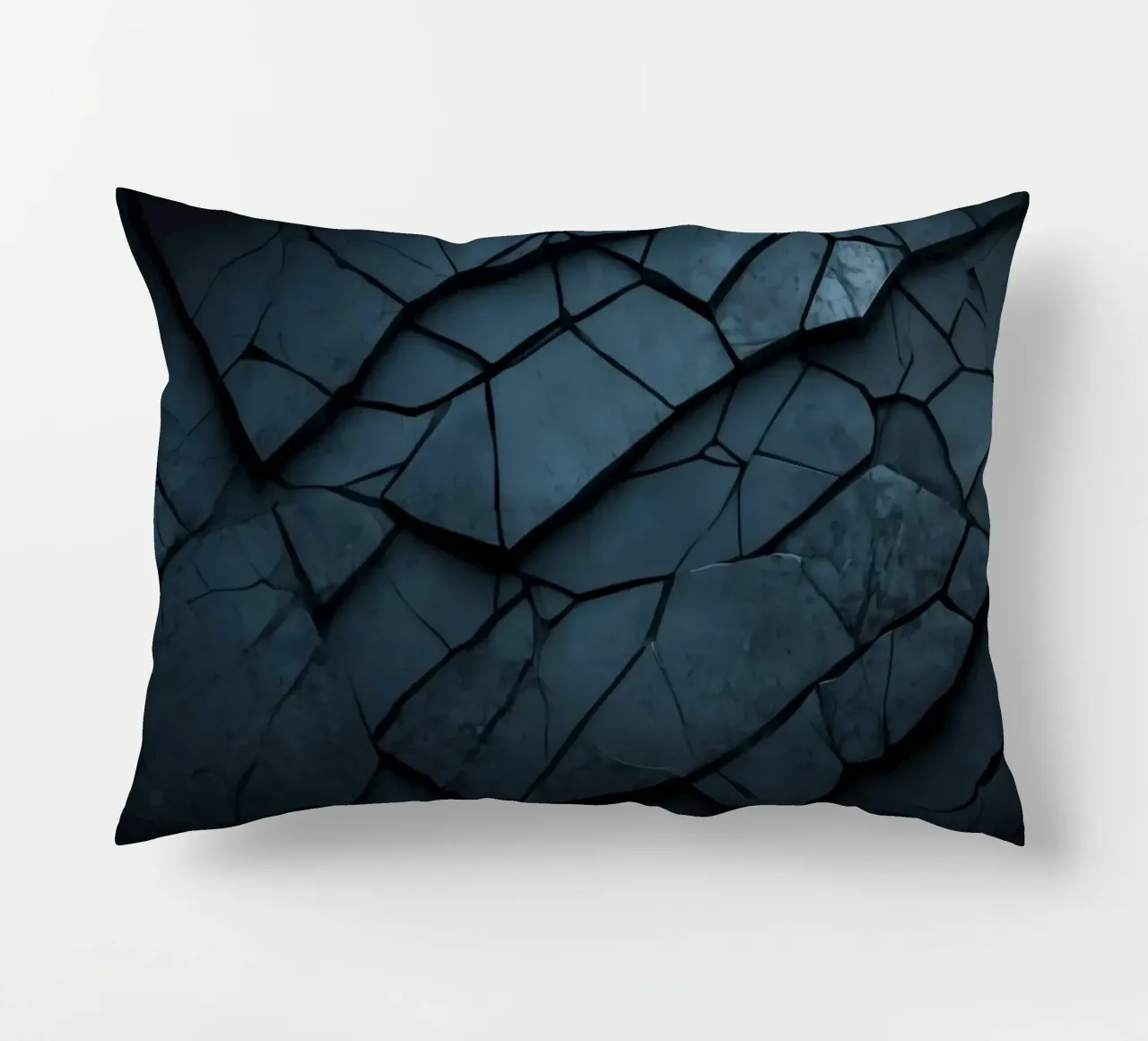 Dark cracked stone texture creates an abstract background decorative cushion by DesignDoodle
