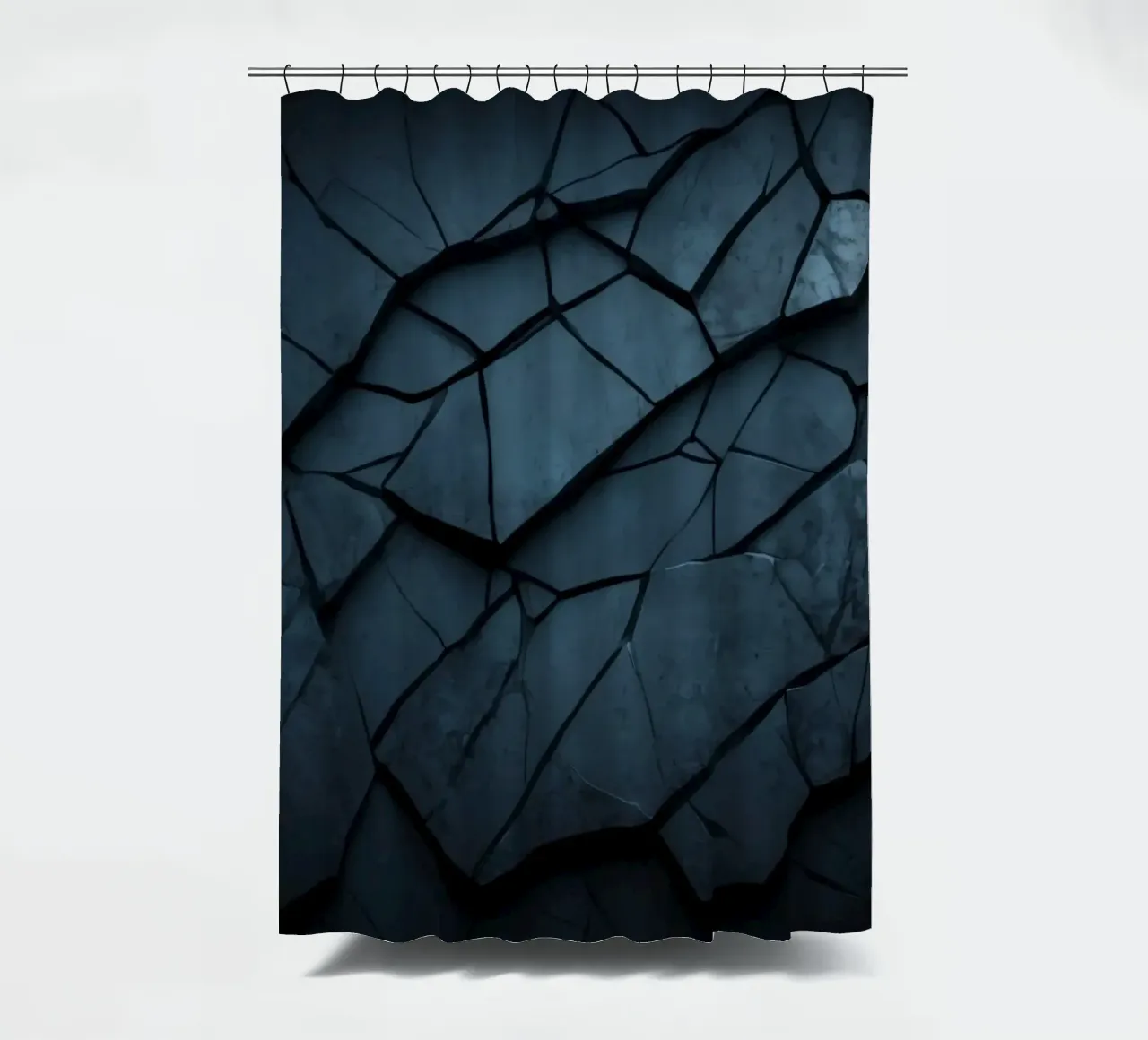 Dark cracked stone texture creates an abstract background shower curtain by DesignDoodle