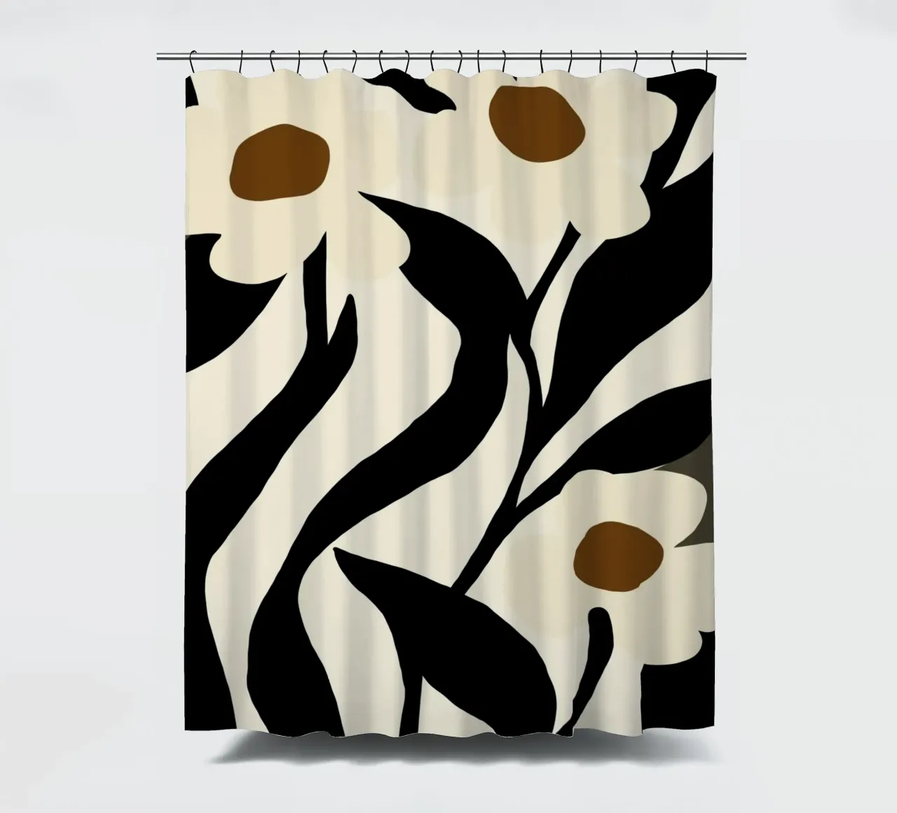 Fiori stilizzati in nero tenda da doccia da Little Dean