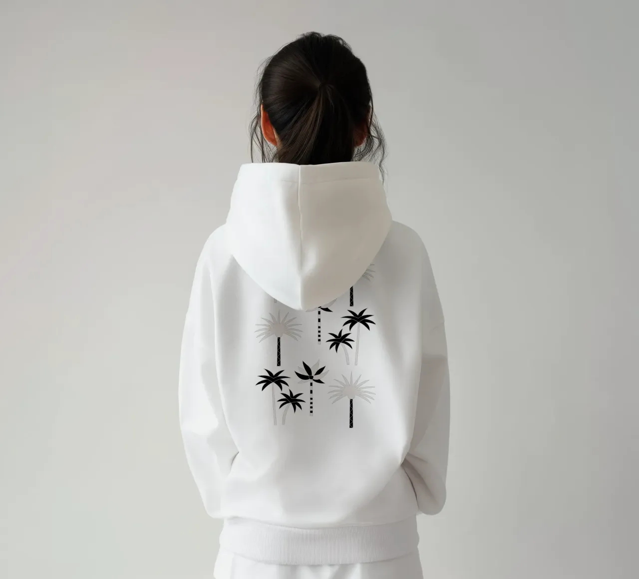 Palm Trees Neutral Black & White felpa con cappuccio da SilverPegasus