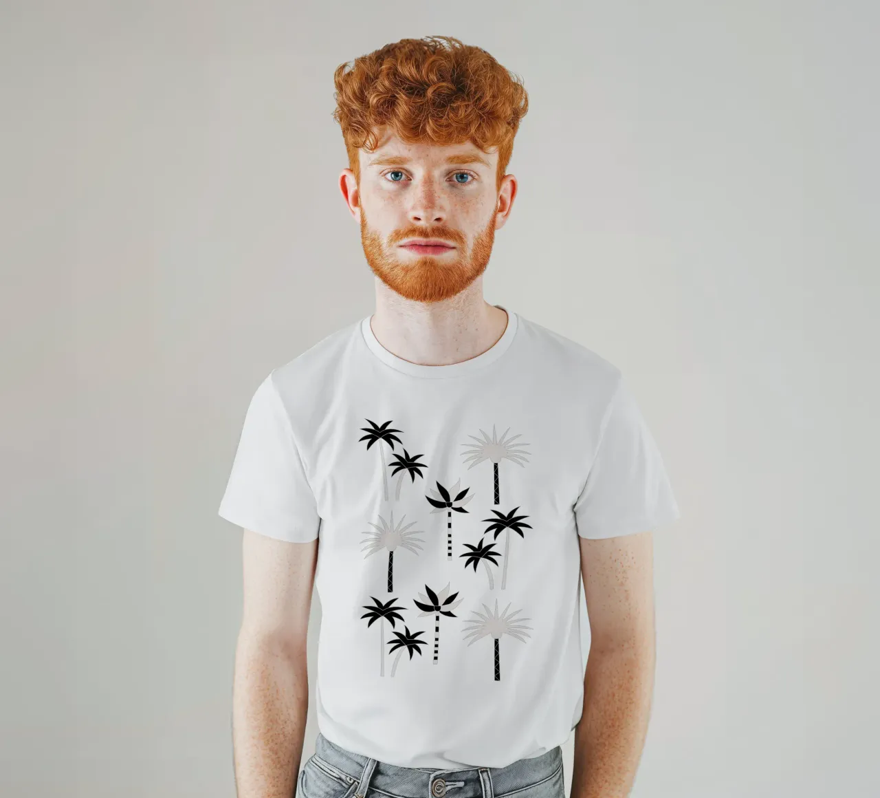 Palm Trees Neutral Black & White t-shirt da SilverPegasus