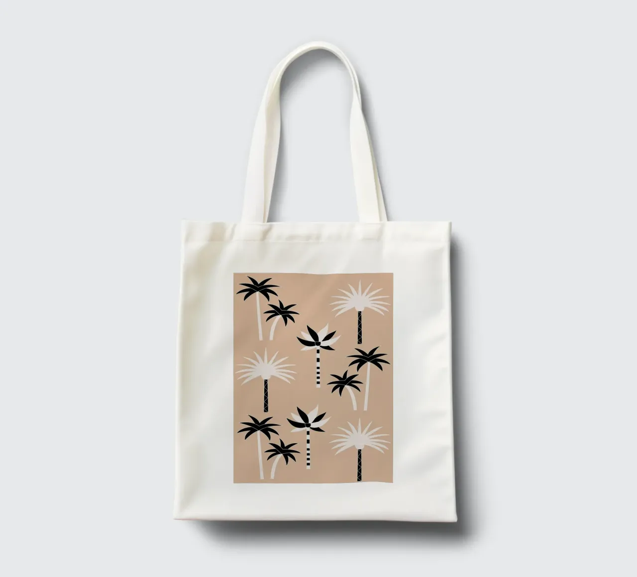 Palm Trees Neutral Black & White borsa in juta da SilverPegasus