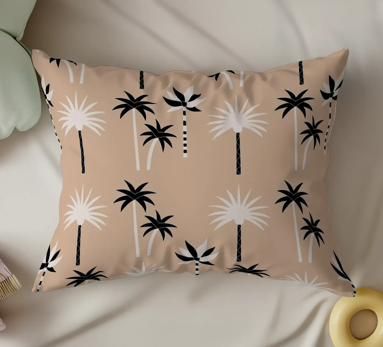 Palm Trees Neutral Black & White cuscino da SilverPegasus