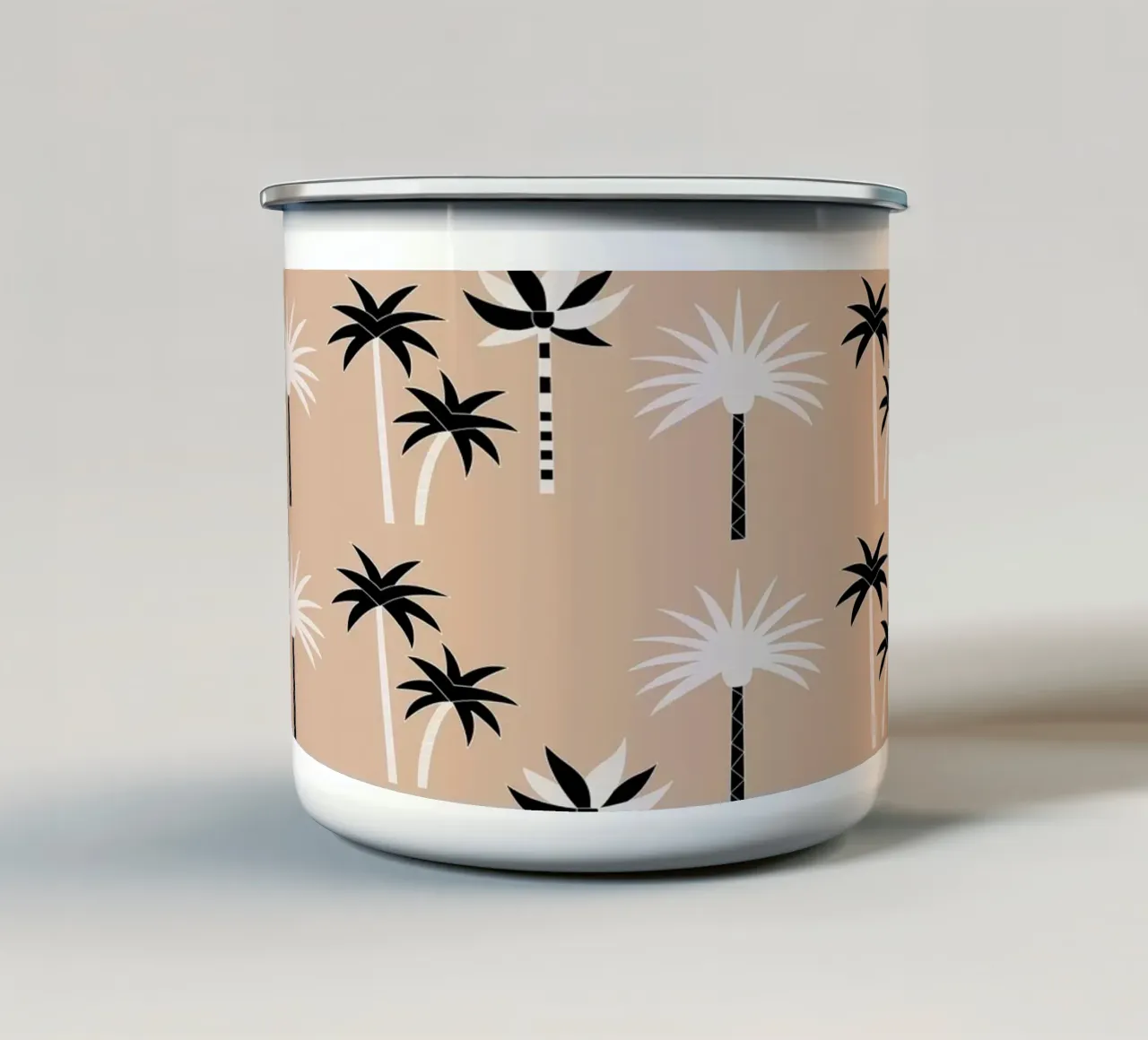 Palm Trees Neutral Black & White tazza in smalto da SilverPegasus