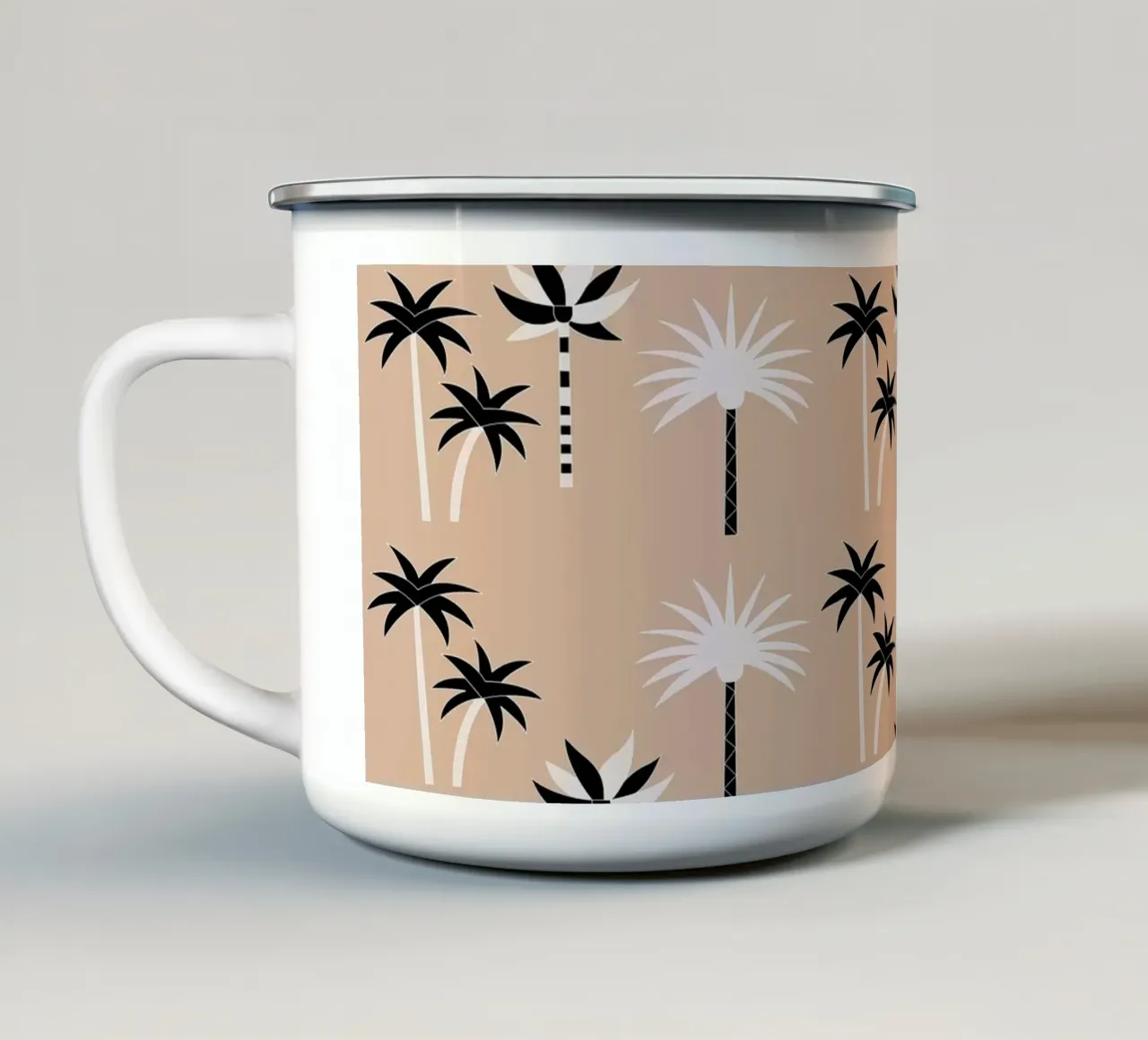 Palm Trees Neutral Black & White tazza in smalto da SilverPegasus